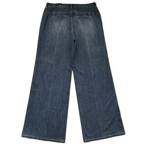 New Wide Leg Trouser Jeans Women 14 Fashion Nova Denim 33.5" Inseam Dark Wash